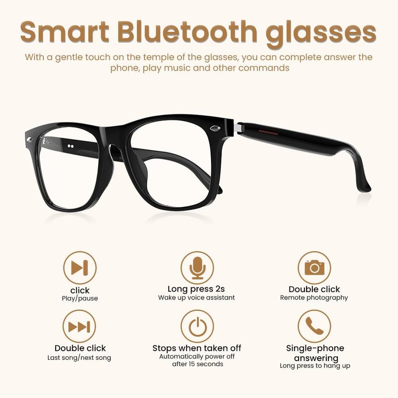 Jacuate Bluetooth Audio Smart Glasses for Women Men,Blue Light Blocking Bluetooth Glasses with Open Ear Speaker,Voice Control, Hands-Free Calls & Built-in Microphone for iPhone Android Music/Work - Image 4